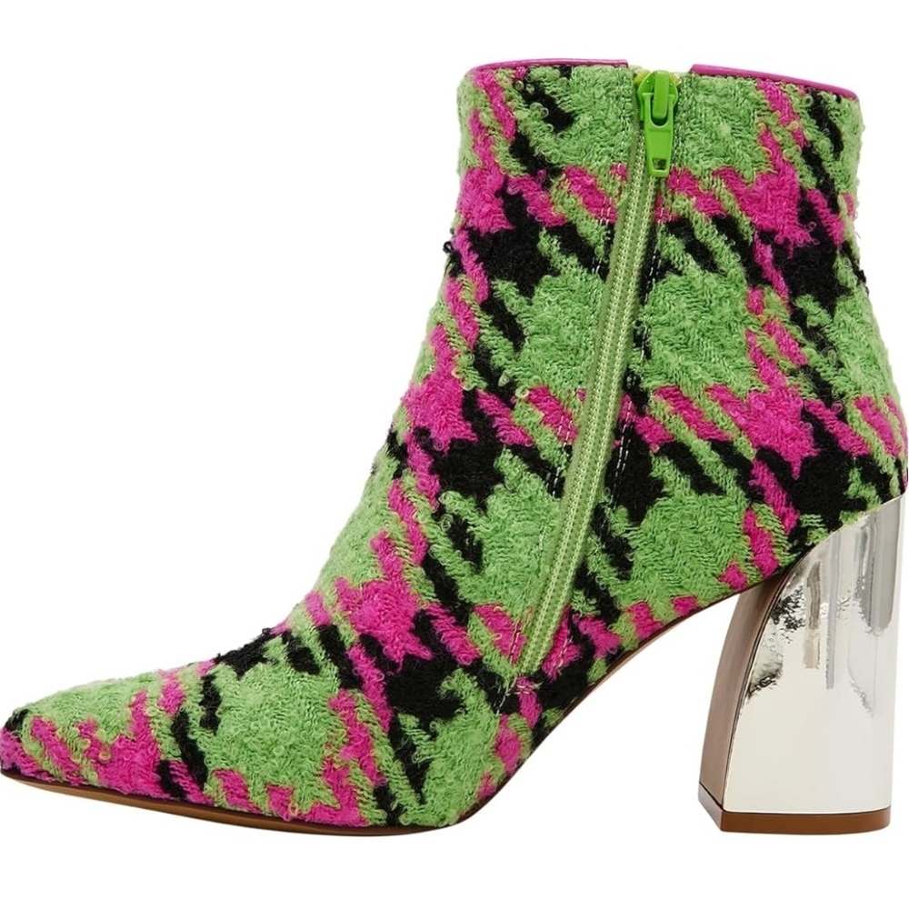 Betsey Johnson Vibrant Green and Pink Ankle Boots